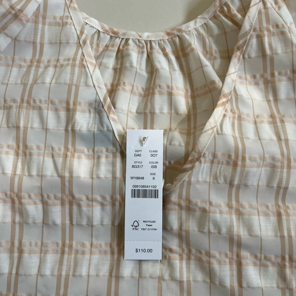 NWT - JCrew Women’s Puff Short Sleeve Top in Textured Plaid